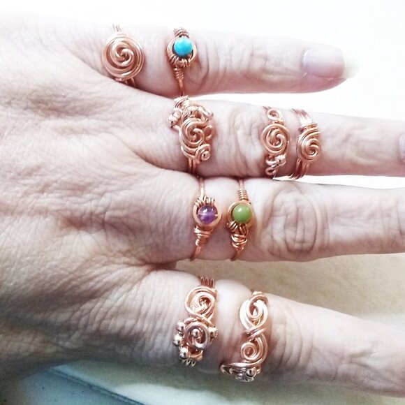 Handmade! Unique + Eclectic ~ Copper Wire Wrapped Ring - Sz 6! No Two Are Alike! - Picture 7 of 7